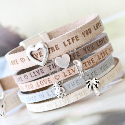 waarom niet Trend Uitgaan Armbanden met plat DQ leer met quote ❤ Live the life you Love